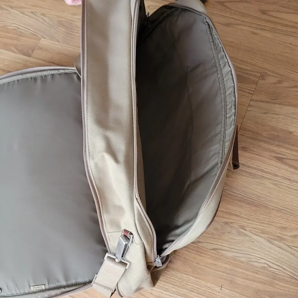 Vtg Hartmann Ziptop Canvas and Leather Briefcase Hudson Collection Tan and Brown